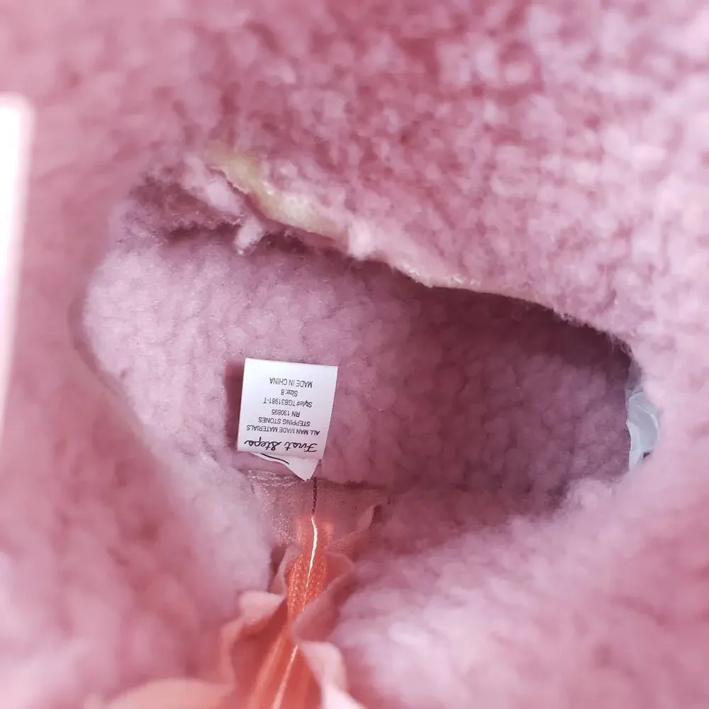 First Steps By Stepping Stones Toddler Girls Size 8 Pink Faux Fur Pull On Boots